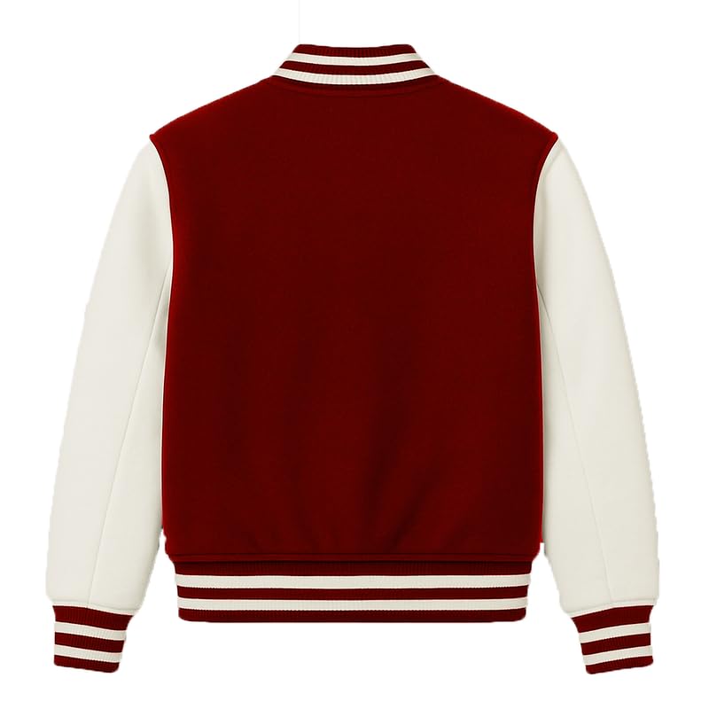 Image of Koverify Cotton Blend Standard Length Long Sleeves Winter Wear Solid Varsity Jacket For Men