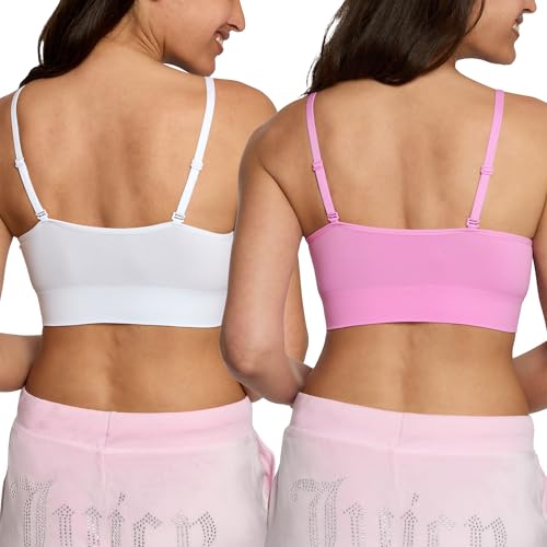 Juicy Couture Women's Multipack Seamless Comfort Lounge Wirefree Bralettes (US, Alpha, Large, Regular, Regular, 2, Pink Please/White)2