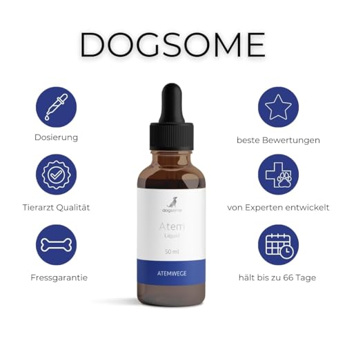 dogsome Atem Liquid Unterstützung der Atemwege deines Hundes | Husten und Schnupfen beim Hund | Hustensaft für Hunde | von Tierärzten entwickelt