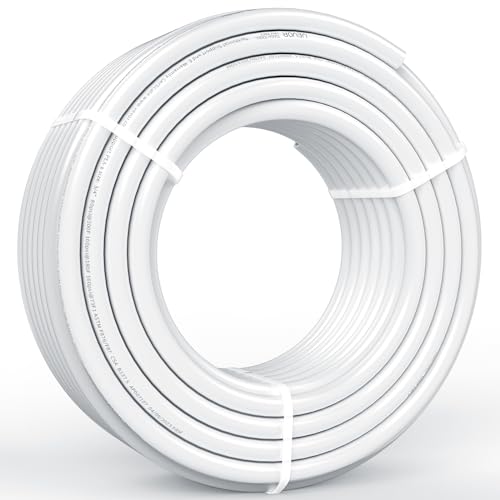 VEVOR PEX Pipe 3/4 Inch 100 Feet Non-Oxygen Barrier PEX-B Flexible Pipe Tubing for Potable Water for Hot/Cold Water & Easily Restore Plumbing Applications with Free Cutter & Clamps White
