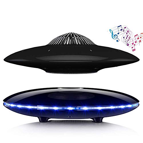 Preisvergleich Produktbild BZDBZ Smart Magnetic Suspension Lautsprecher Mikrofon-Magnetschwebebahn LED Drahtloser Wiederaufladbarer Bluetooth-Lautsprecher Haus Dekoration Kreatives Geburtstagsgeschenk,Schwarz