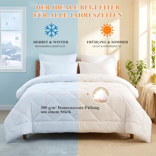 Aisbo Bettdecke 155x220 Ganzjahresdecke für Bett - Decke 155 x 220cm Steppbettdecke 300GSM, Schlafbettdecke 155x220 cm Warm für Winter… – Ansicht 3