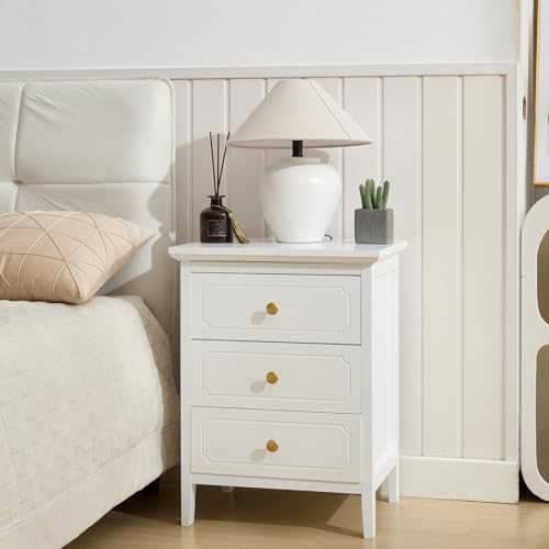 YIGOBUY 3 Drawer Nightstand White Side Table 19" Bedroom Night Stands End Table for Living Room Bedroom with Storage 1 Set Furniture - Image 8