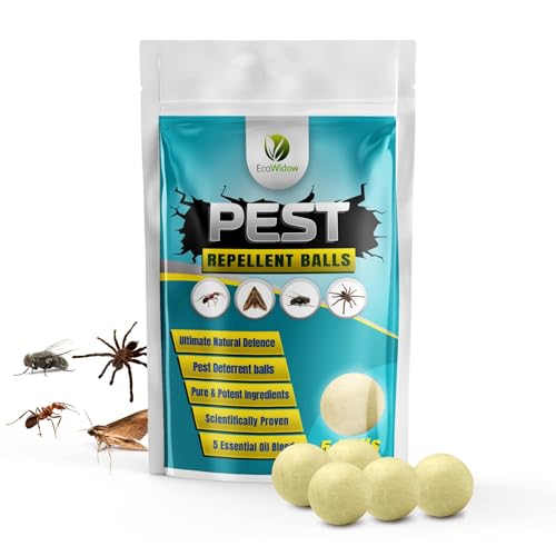 Ecowidow Pest Repellent Balls-5 Pack Super Strength Peppermint, Cedarwood, Citronella & Cinnamon Oil Moth,Ant, Rodent, Spider, flea,Plant Based,Natural Repellent/Deterrent,Ready to Use