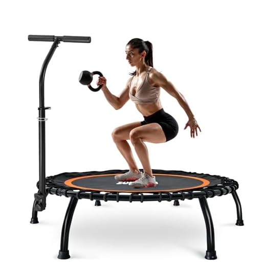 Zupapa 40" Silent Rebounder Trampoline with Adjustable Handrail Bar Rebounder Trampoline Exercise Trampoline for Indoor/Garden/Workout – Max Limit 330 lbs, Round