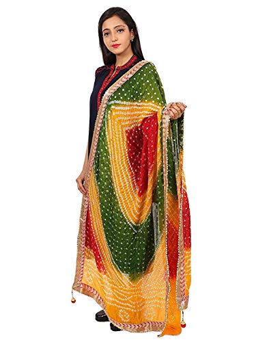 Image of Lifestyle Art Silk Embellished Women's Dupatta Bandhani Bandhej Jaipuri Rajasthani Dupatta