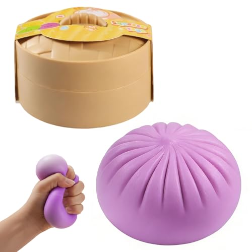 Dumpling Fidget, Sensory Stress Relief Squeeze Toys, Anxiety Management Tool for Classroom Focus and Travel Companion, Purple Steamer Basket Design, for People Aged 15 and Above