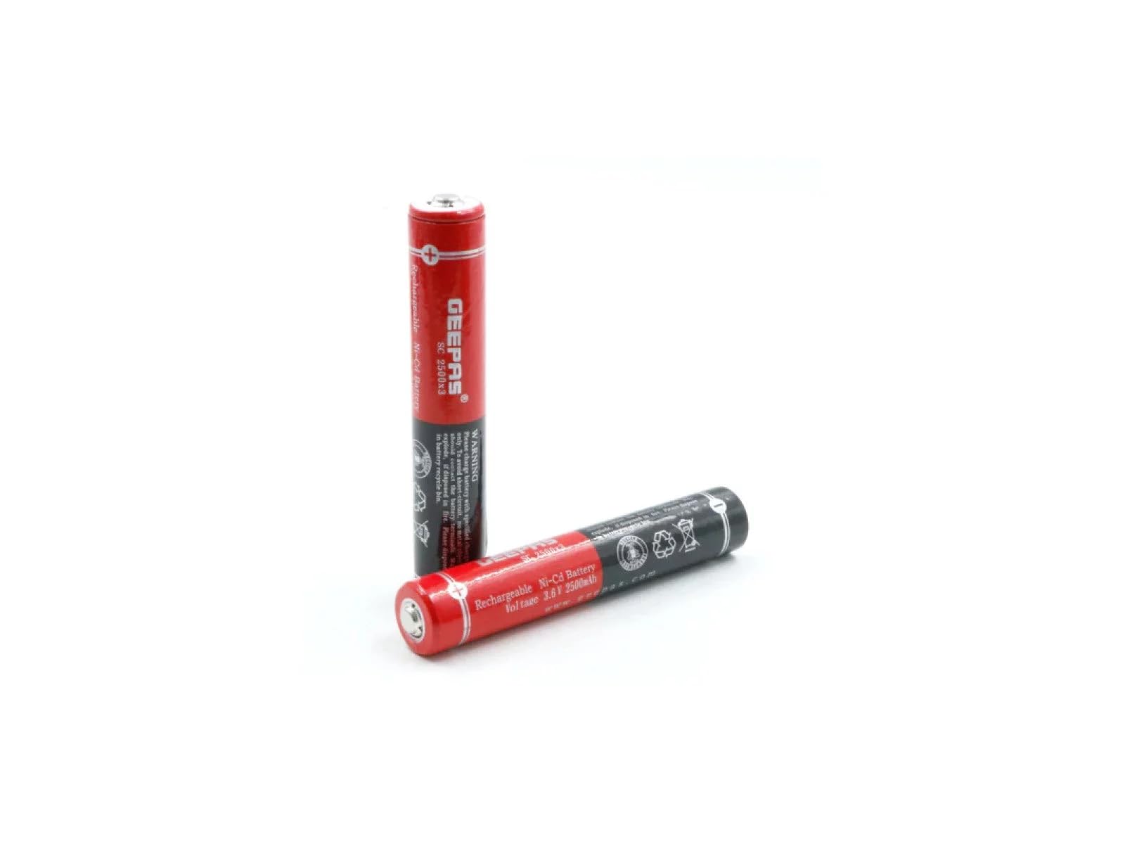 3.6V 2500 mAh Ni-Cd Rechargeable Battery with Button Top, for Torch and Other Electronic Devices