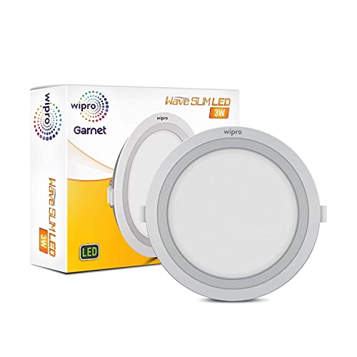 Image of Wipro Garnet 3W Round LED Wave Panel Light for Ceiling | Neutral White Light (4000k) | Ultra-Slim Design | Recessed Down Light for False Ceiling |POP Ceiling Light | Cutout - 75mm | Pack of 12