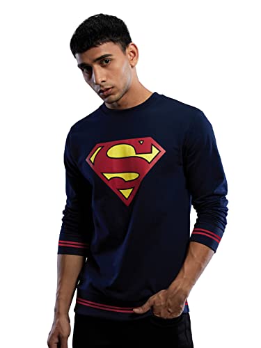 Image of The Souled Store Superman: Man of Steel Mens and Womens Graphic Printed Cotton Hoodie Black