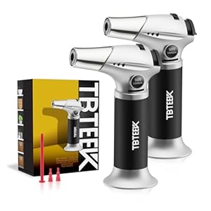 TBTeeK Butane Torch, Kitchen Torch Cooking Torch with Safety Lock & Adjustable Flame for Cooking, BBQ, Baking, Brulee, Creme, DIY Soldering, 2Pack (Butane Not Included)