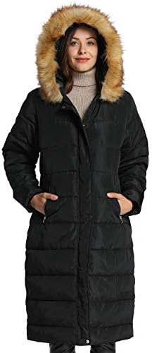 Women's Winter Long Puffer Coats Maxi Warm Coat with Fur Trimmed Hood