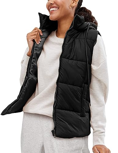 Lentta Women's Sleeveless Quilted Winter Warm Hooded Puffer Vest Padded Gilet Coat