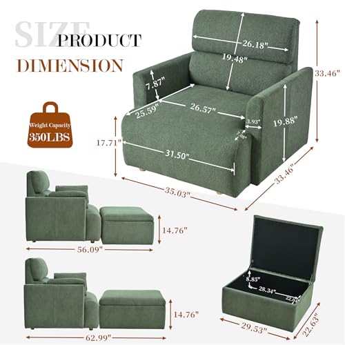 Sillón Plegable Terciopelo Menta miniatura 2