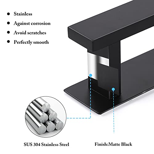 Towel Rail Wall Mounted with 2 Towel Hooks, Stainless Steel Black Towel Rail, Self Adhesive Towel Rail No Drilling, Matt Black Bathroom Accessories, 40cm Towel Holders for Bathrooms/Kitchen. (Black) - Image 5