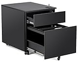 Halter 2DPC-P 2 Drawer Pedestal File Cabinet with Key Lock/Passcode Security and Wheels - Cold Rolled Steel - 18.9" H X 15.3" W X 20.5" D - Black