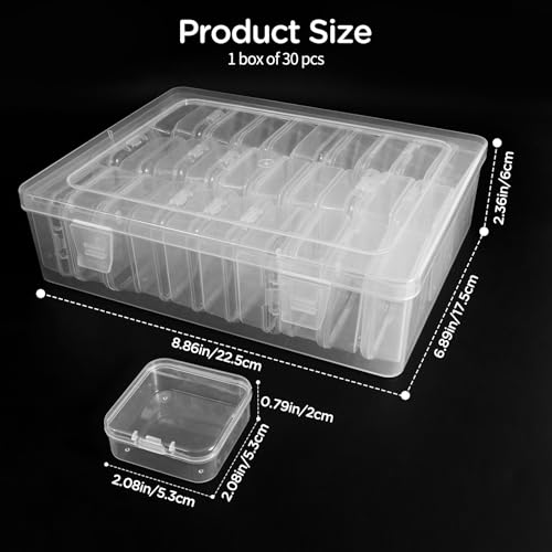 Image of 30Pack Bead Organizer Box With Hinged Lid - Clear Bead Storage Containers for Organizing DIY Jewelry Craft and Bracelet Making - Mini Plastic Bead Box (30Pack 2.15 X 2.15 X 0.8inch)