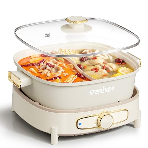 Stariver 6L Divided Electric Hot Pot, Nonstick Dual Flavor 1500W Shabu Pot by Stariver - Used condition - US$63.52