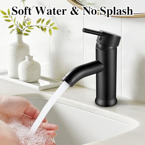 Robinet salle de bain noir kisimixer réglable eau chaude et froide