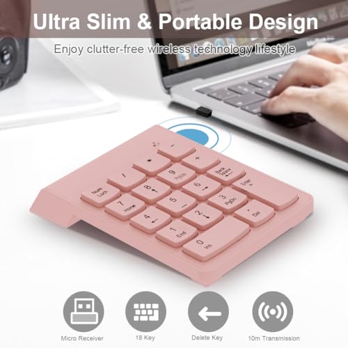 Noox Wireless Numpad With Type C To Usb Adapter, Numeric Keypad Number Pad Compatible With Laptops Computer Desktop Macbook Air Pro thumb #5