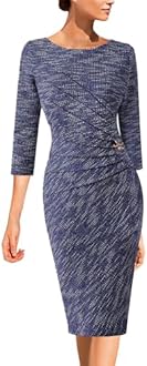 VFSHOW Womens Elegant Ruched Pleated Work Business Office Cocktail Party Bodycon Pencil Sheath Dress