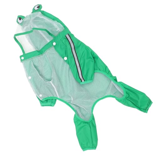 GANAZONO Pet Raincoat Hood Green Frog Print Waterproof for Small Medium Large Dogs Easy to Pack Carry 2XL