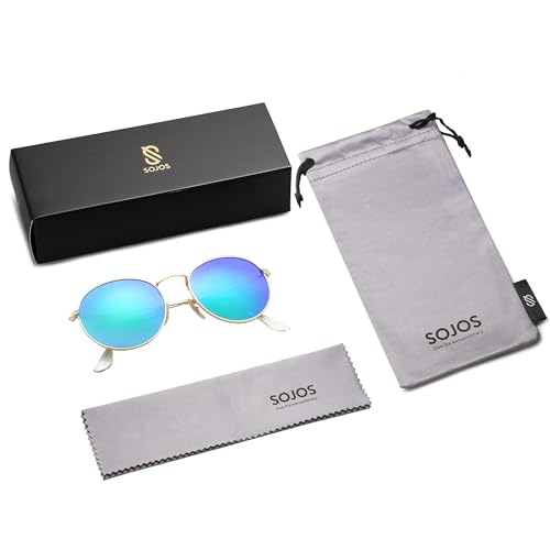 Image of SOJOS Small Round Polarized Sunglasses for Women Men Classic Vintage Shades | Lightweight Stainless Steel Frame UV400 Sun Protection Adjustable Nose Pads SJ1014