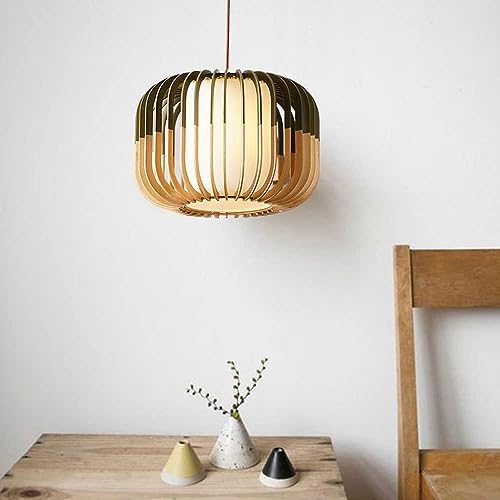 Lampe suspendue citrouille en bois pour îlot de cuisine et ambiance lanterne vintage de restaurant