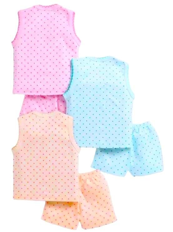 Image of Shyamcollections Jhabla T-Shirt with Pyjama Pant Dress Set of 3 Baby Boy Girl 100% Cotton Vests Full Sleeves Infant Toddler New Born Baby Clothes Size
