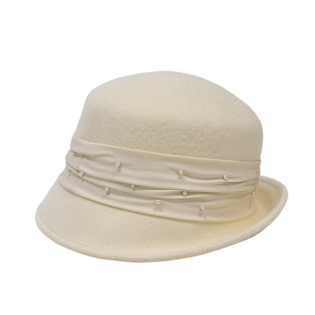 Chapeau de pêcheur en perles et bord bouclé pour un style d'hiver élégant