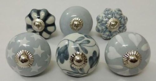 LIGHT GREY COLOR CERAMIC KNOBS DRAWER PULLS KID BEDROOM KNOBS CABINET KNOBS KITCHEN KNOBS PULLS (DESIGN O2)