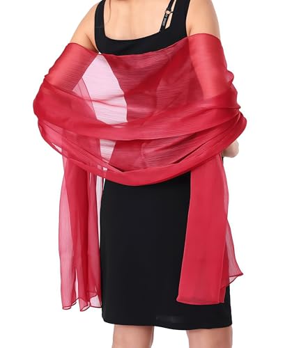 YKDLLF Bufanda Mujer Chales y envolturas Pañuelo Seda Mantón Moda Chal Estolas Fular Boda Fiesta Pañuelo Cuello Mujer Fulares para Elegante Foulard Bufanda Grande Primavera (rojo vino)