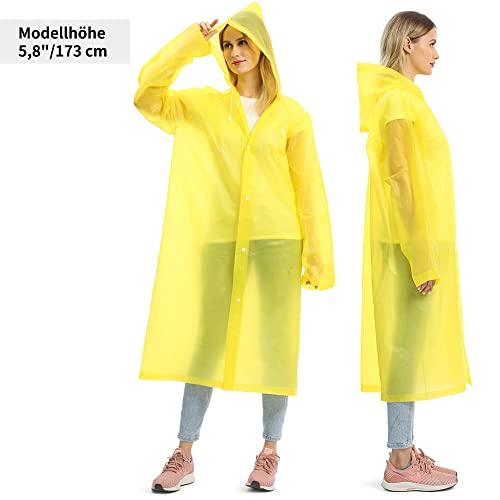Opret 2 Stück Regenmantel Durchsichtiger Regenponcho für Damen Herren, Wiederverwendbar Wasserdicht Regencape Regenjacke, Eva Atmungsaktiv Regen Zubehör für Wandern Radfahren Camping Reisen