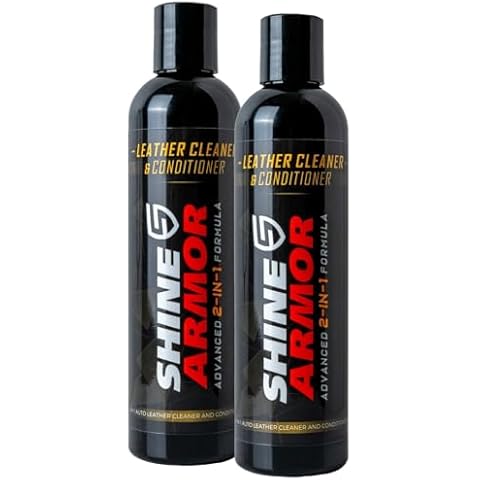 SHINE ARMOR Leather Cleaner Conditioner & Protector for Car Interior Apparel Furniture Auto Interiors Shoes Bags Purses Sofas Car Seats Steering Wheel 16 Fl Oz (2 x 8oz Bottles) Cover