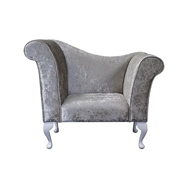 Designer Chaise Chair/Armchair in an Silver Crushed Velvet Fabric - Image 3