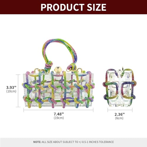 Image of Acrylic Clutch Bags for Women, Colorful Purse with Rhinestone Glittering Handbags Party Wedding Events, Rainbow