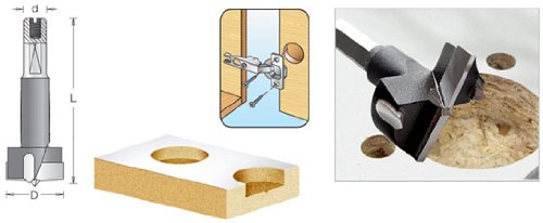 Miniatura 2 de Amana Tool - 203352 Broca de mandrinado de bisagra con punta de carburo RH 1.378 in de diámetro x 2.756 in de largo x vástago de 0.394 in
