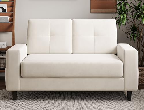 Txtin's Loveseat Sofa 53' Small Couches for Small Spaces 2 Seater Mini Couch for Bedroom Comfy Modern Love Seat for Apartment Office Living Room Warm White