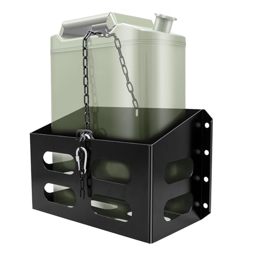 Jerry Gas Cans Holder Rack 5 Gallon/20 Liter Lockable Metal Steel Jerry Gasoline Cans Mount Brackets Fuel Jug holder Rack Water Container Holder Rack for Camping Overlanding