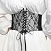 BODIY Women Lace Corset Belts Elastic Cinch Belt Tied Waspie Wide Waist Bustiers for Dress (Black)