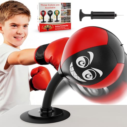 Desktop Punching Bag with Suction Cup - Stress Relief Toy for Office Desk Heavy Duty Boxing Ball for Adults and Kids Fun Gift for Coworkers & Friends