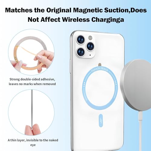 4 Stück Magnet Ring Aufkleber Kompatibel mit Ring,Universal Magnet Ring Aufkleber,Magnetisches Kabelloses Laden Konversionskit,Magnetisch Adapter Ring,Kompatibel mit 15/14/13/12 Galaxy S23/S22/S21/S20