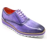 Metrocharm Men's Oxford Lace-Up Platform Brogue Dress Shoes, Perforated Detail, White Sole MC-177 (Lavender, US Footwear Size System, Adult, Men, Numeric, Medium, 11)