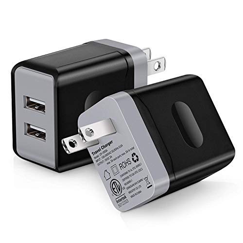 Dual USB Wall Charger 3.0Amp, iSeekerkit 2-Pack Fast Portable USB Plug Power Adapter Compatible for iPhone X 8/7/6/6S Plus 5S, iPad, Galaxy S8/S7/S6 Edge, LG, Moto