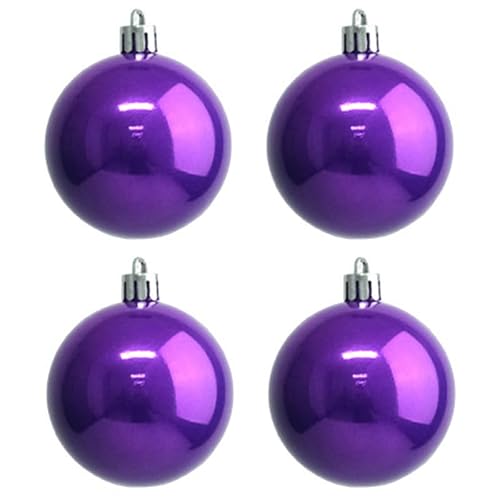 YYCRAFT 4ct Jumbo Purple Shiny Christmas Ball Ornaments 4 Inch for Xmas Tree Christmas Decorations Shatterproof Gift Set (Purple, XL)