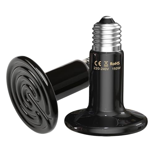 Bocguy 2 radiadores cerámicos, lámparas de calentamiento reptiles de 150w, acuarios de lámparas de calentamiento, radiadores cerámicos para reptiles, lagartos, serpientes, pollos, perros, gatos