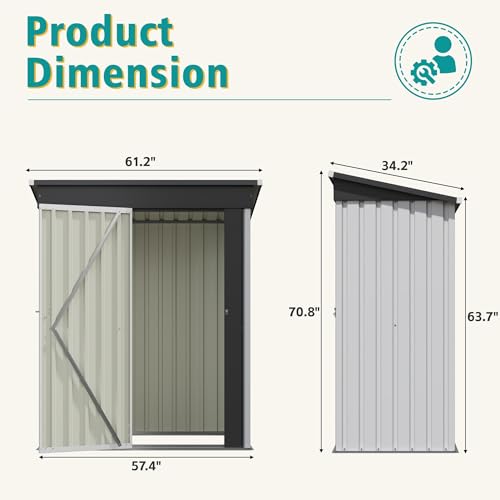 Image of GUNJI 5 x 3 FT Outdoor Metal Storage Shed, Outside Garden Shed with Lockable Door, Waterproof Tool Shed for Backyard, Patio, Lawn (White)