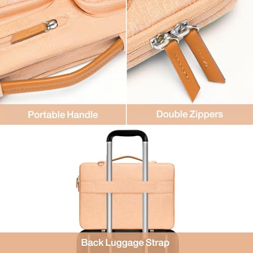 Image of MOSISO 360 Protective Laptop Shoulder Bag,15-15.6 inch Computer Bags Compatible with MacBook Pro 16 inch, HP, Dell, Lenovo, Asus Notebook,Side Open Messenger Bag with 4 Zipper Pockets, Pastel Orange