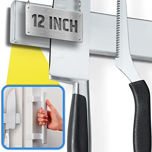 Fridge Applicable Stainless Steel Magnetic Knife Holder With Anti-Slide Upgrade - 12 Inch Professional Double Sided Knife Strip For Refrigerator - Knife Rack/Knife Bar With Powerful Pull Force #TOP21