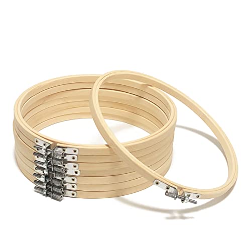 Worown 8 Stück 20 cm Bambus Stickrahmen, Einstellbar Kreuzstich Ring, Bambus Kreis, Kreuzstich Hoop Ringe für Kunsthandwerk Handliches Nähen